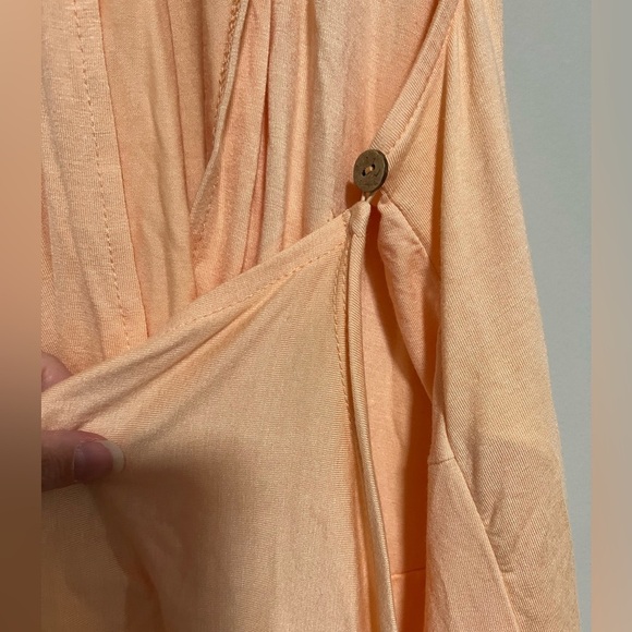 Free People Beach Wavy Baby Peach Romper Coverup Size Small Coastal Resort - Picture 5 of 9